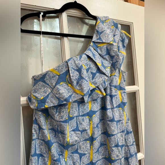 Lilly Pulitzer One-Shoulder Sandra Ruffle Cotton Dress Butterfly Print Size 10 - Picture 3 of 13